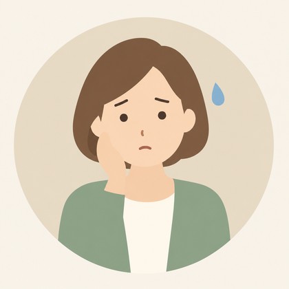 困った表情の女性のイラスト