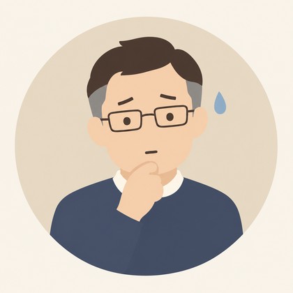 困った表情の男性のイラスト