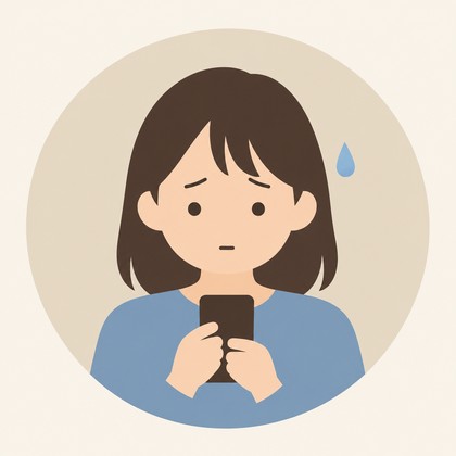 困った表情の女性のイラスト